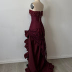 Charming A-Line Strapless Sleeveless Up Sweep/Brush Train Party Dress