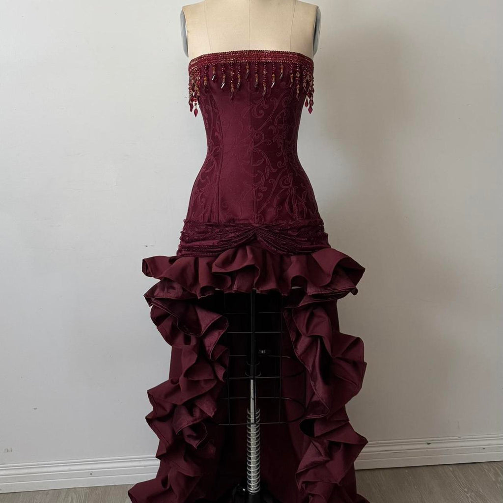 Charming A-Line Strapless Sleeveless Up Sweep/Brush Train Party Dress