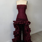 Charming A-Line Strapless Sleeveless Up Sweep/Brush Train Party Dress