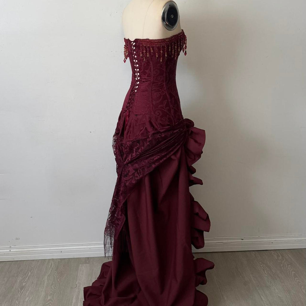 Charming A-Line Strapless Sleeveless Up Sweep/Brush Train Party Dress