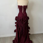 Charming A-Line Strapless Sleeveless Up Sweep/Brush Train Party Dress
