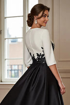 Charming A-Line V Neck 3/4 Sleeve Zipper Up Ankle-Length Mother of the Bride Dress