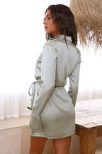 Charming A-Line V Neck Long Sleeve Full Coverage Short-Mini Prom Dress