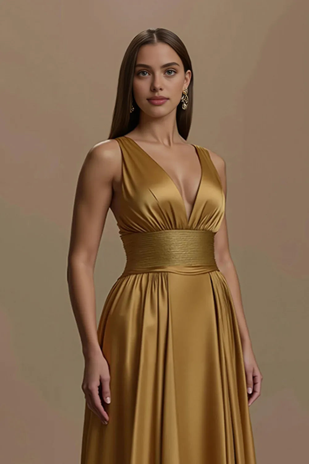 Charming A-Line V Neck Sleeveless Sweep/Brush Train Prom Dress