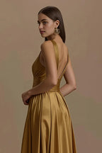 Charming A-Line V Neck Sleeveless Sweep/Brush Train Prom Dress
