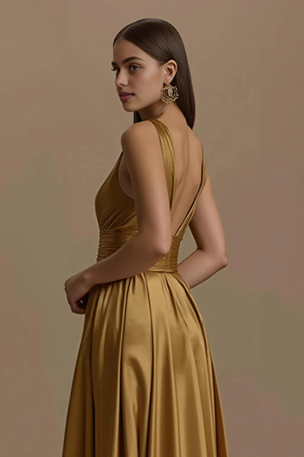 Charming A-Line V Neck Sleeveless Sweep/Brush Train Prom Dress