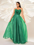 Charming A-line Strapless Neck Sleeveless Back Zip Floor-Length Prom Dress