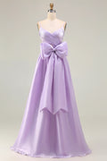 Charming A Line Spaghetti Straps Sleeveless Backless Sweep/Brush Train Prom Dress