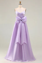 Charming A Line Spaghetti Straps Sleeveless Backless Sweep/Brush Train Prom Dress