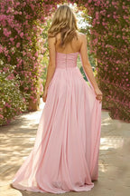 Charming A Line Sweetheart Neck Sleeveless Backless Sweep/Brush Train Prom Dress