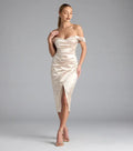 Charming Bodycon Off-The-Shoulder Sleeveless Lace-Up Tea-Length Prom Dress