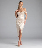 Charming Bodycon Off-The-Shoulder Sleeveless Lace-Up Tea-Length Prom Dress