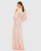 Charming Column Cold Shoulder Long Sleeve Zipper Up Sweep/Brush Train Prom Dress