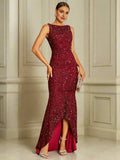 Charming Mermaid Crew Neck Sleeveless Backless Asymmetrical-Length Prom Dress