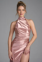 Charming Mermaid Halter Neck Sleeveless Pleated Floor Length Prom Dress
