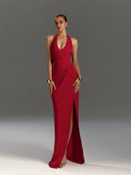 Charming Mermaid Halter Neck Sleeveless Zipper Up Sweep/Brush Train Prom Dress