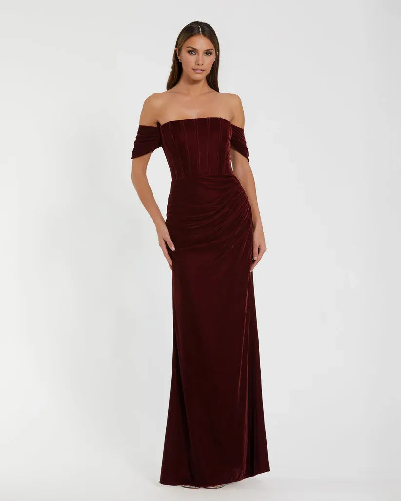 Charming Mermaid Off-the-Shoulder Sleeveless Zipper Up Floor-Length Prom Dress