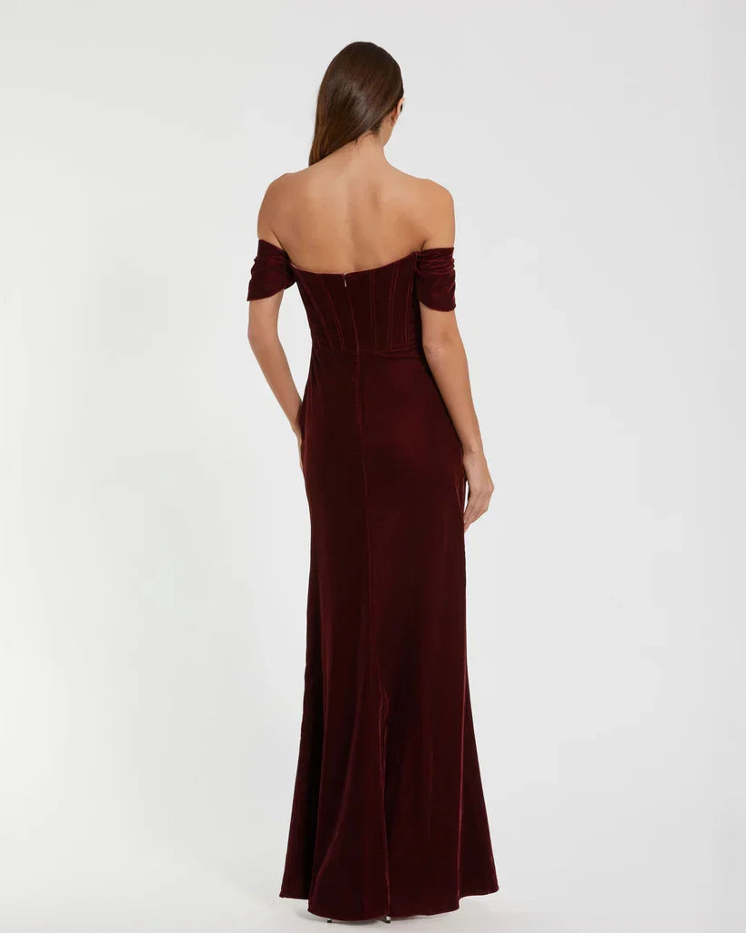 Charming Mermaid Off-the-Shoulder Sleeveless Zipper Up Floor-Length Prom Dress