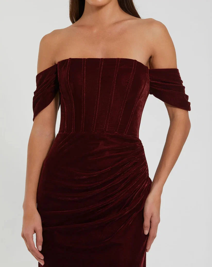 Charming Mermaid Off-the-Shoulder Sleeveless Zipper Up Floor-Length Prom Dress