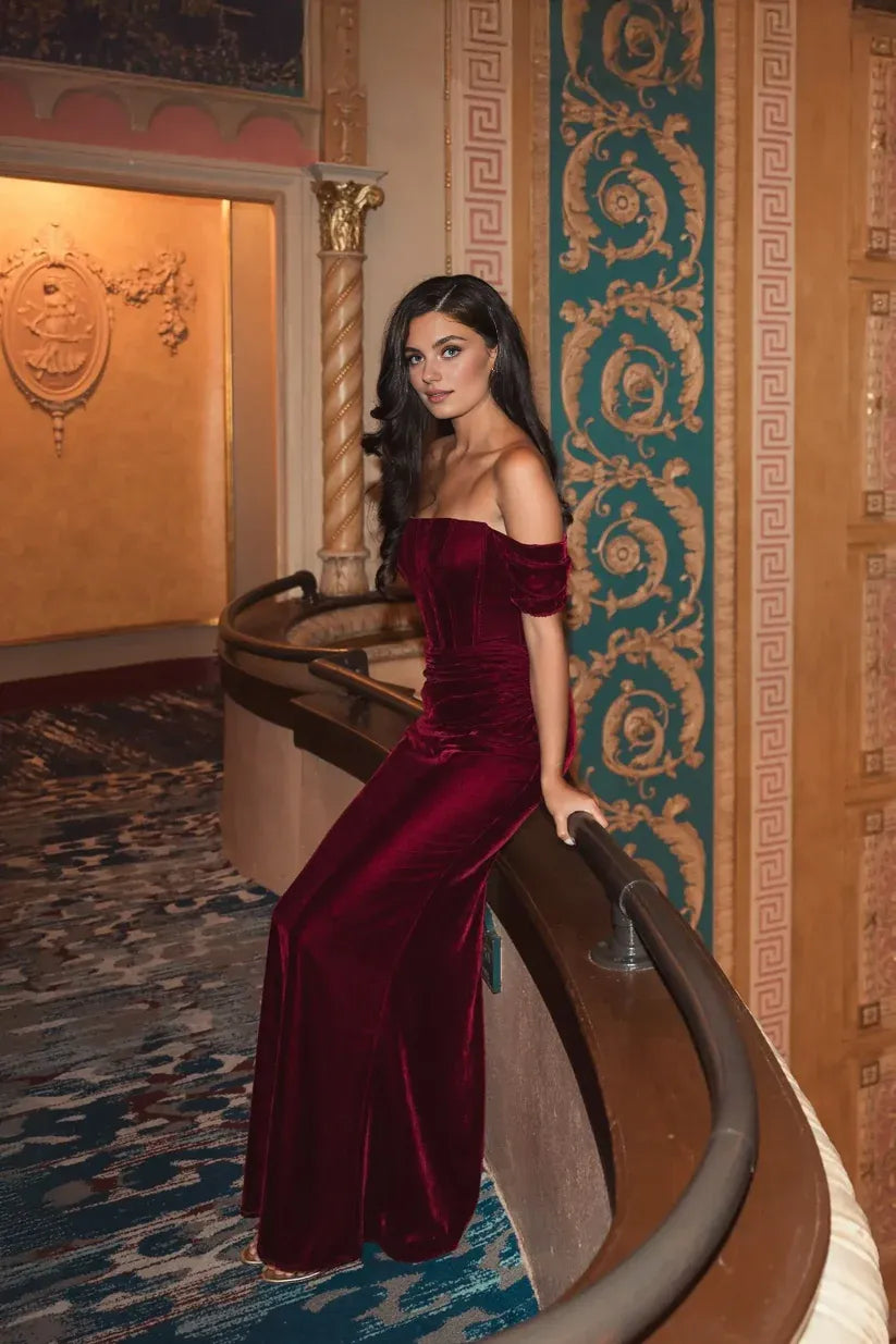 Charming Mermaid Off-the-Shoulder Sleeveless Zipper Up Floor-Length Prom Dress