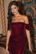 Charming Mermaid Off-the-Shoulder Sleeveless Zipper Up Floor-Length Prom Dress