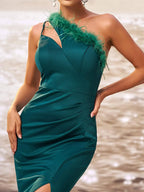 Charming Mermaid One Shoulder Sleeveless Zipper Up Floor-Length Prom Dress