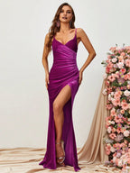 Charming Mermaid Spaghetti Strap Sleeveless Backless Sweep/Brush Train Prom Dress