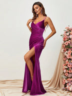 Charming Mermaid Spaghetti Strap Sleeveless Backless Sweep/Brush Train Prom Dress