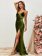 Charming Mermaid Spaghetti Strap Sleeveless Backless Sweep/Brush Train Prom Dress