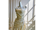 Mermaid Prom Dress Pale Yellow With Beaded Floral Appliques Spaghetti Straps Ruffle Hem For Prom Goers