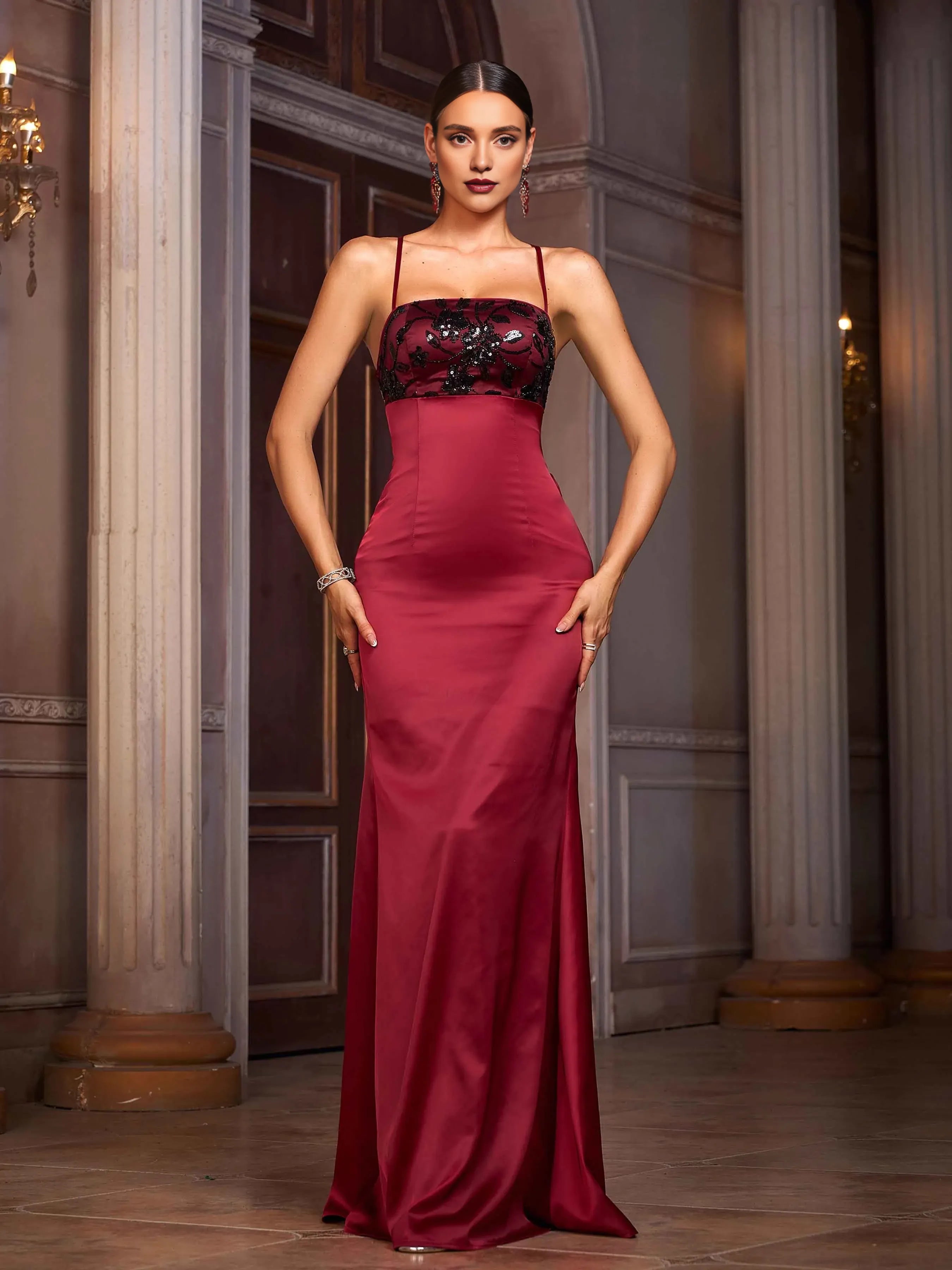 Charming Mermaid Spaghetti Straps Sleeveless Backless Floor-Length Prom Dress