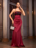 Charming Mermaid Spaghetti Straps Sleeveless Backless Floor-Length Prom Dress