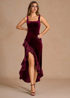Charming Mermaid Square Neck Sleeveless Backless Ankle-Length Evening Dress