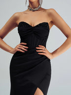 Charming Mermaid Strapless Sleeveless Zipper Up Floor-Length Prom Dress