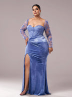 Charming Mermaid Sweetheart Neck Long Sleeve Up Floor-Length Plus Size Prom Dress