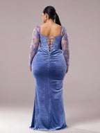 Charming Mermaid Sweetheart Neck Long Sleeve Up Floor-Length Plus Size Prom Dress