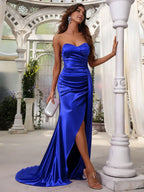 Charming Mermaid Sweetheart Sleeveless Zipper Up Sweep/Brush Train Prom Dress