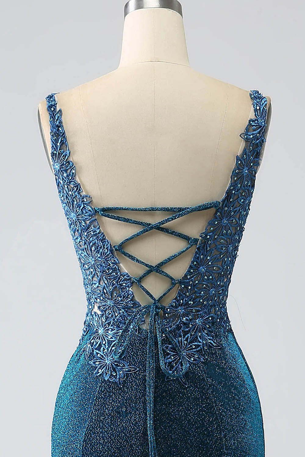 Charming Mermaid/Trumpet V-Neck Sleeveless Appliques Sweep/Brush Train Prom Dress