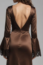 Charming Mermaid/Trumpet V-Neck Long Sleeve Floor-Length Prom Dress