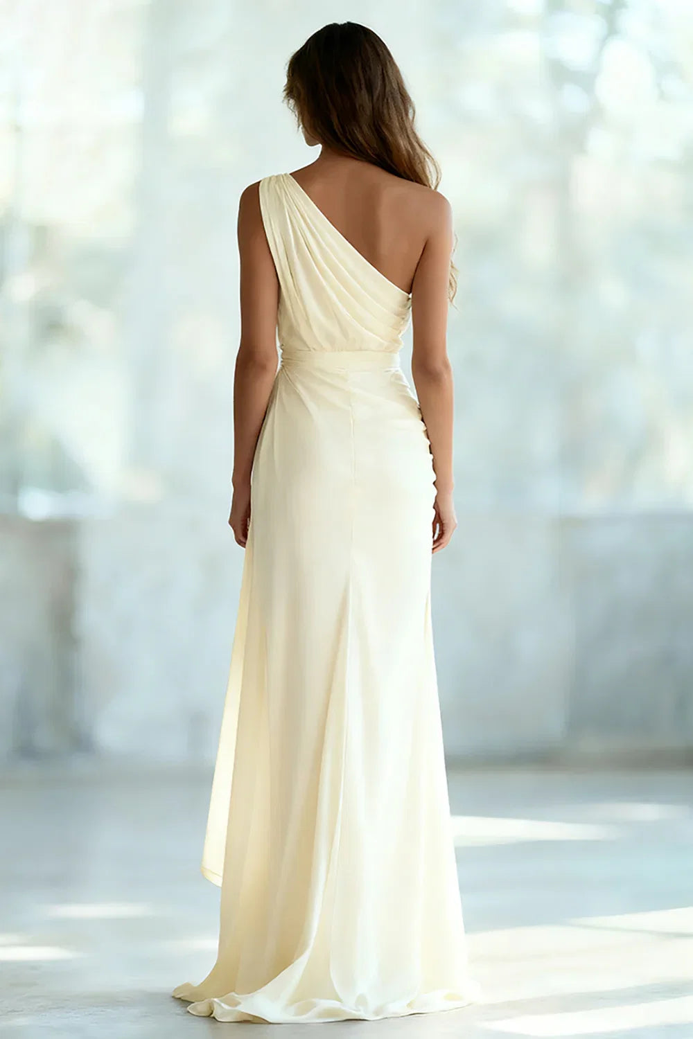 Charming Sheath/Column One Shoulder Sleeveless Sweep/Brush Train Prom Dress