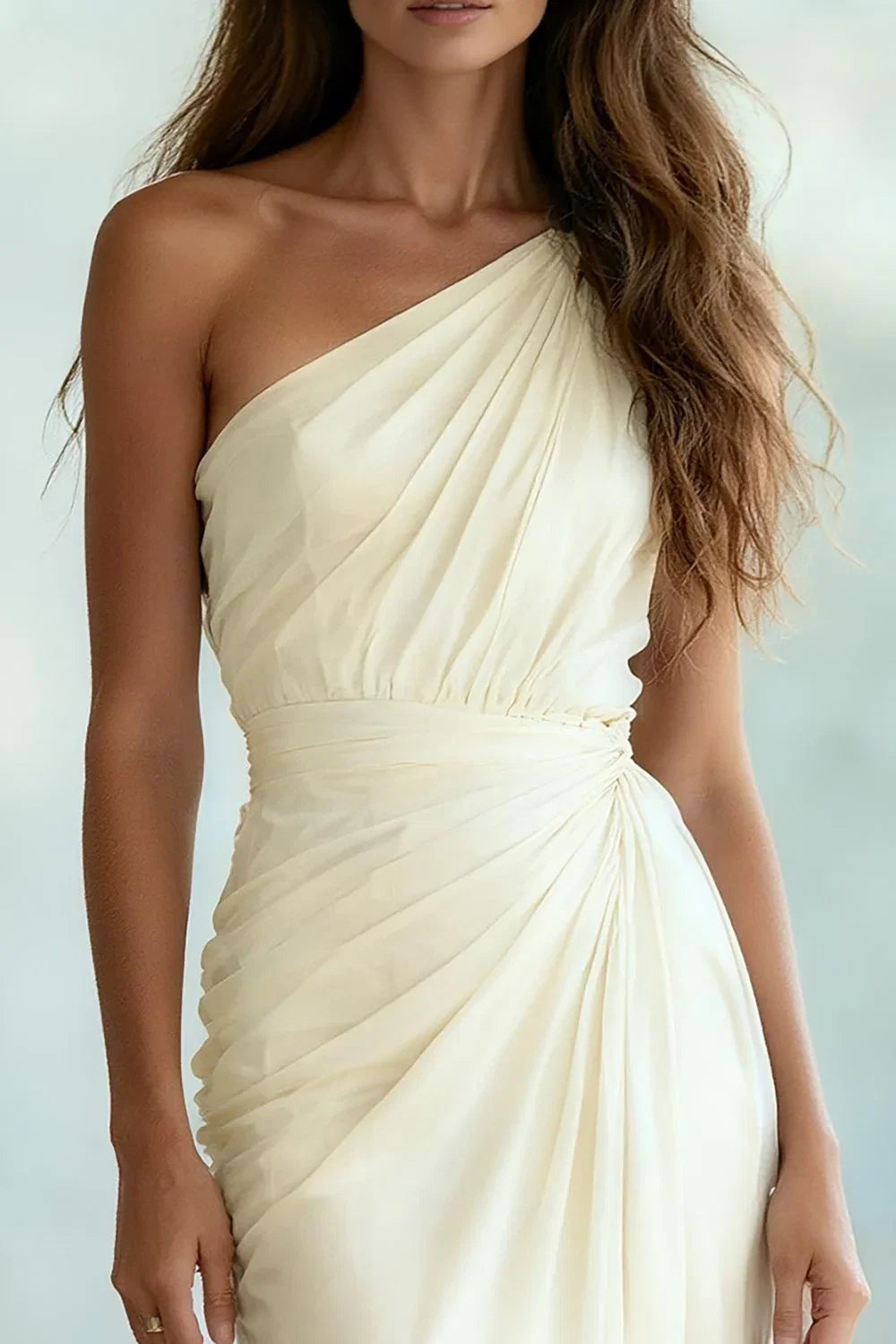 Charming Sheath/Column One Shoulder Sleeveless Sweep/Brush Train Prom Dress