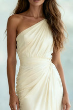 Charming Sheath/Column One Shoulder Sleeveless Sweep/Brush Train Prom Dress