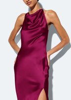 Charming Sheath/Column Cowl Neck Sleeveless Zipper Up Floor-Length Prom Dress