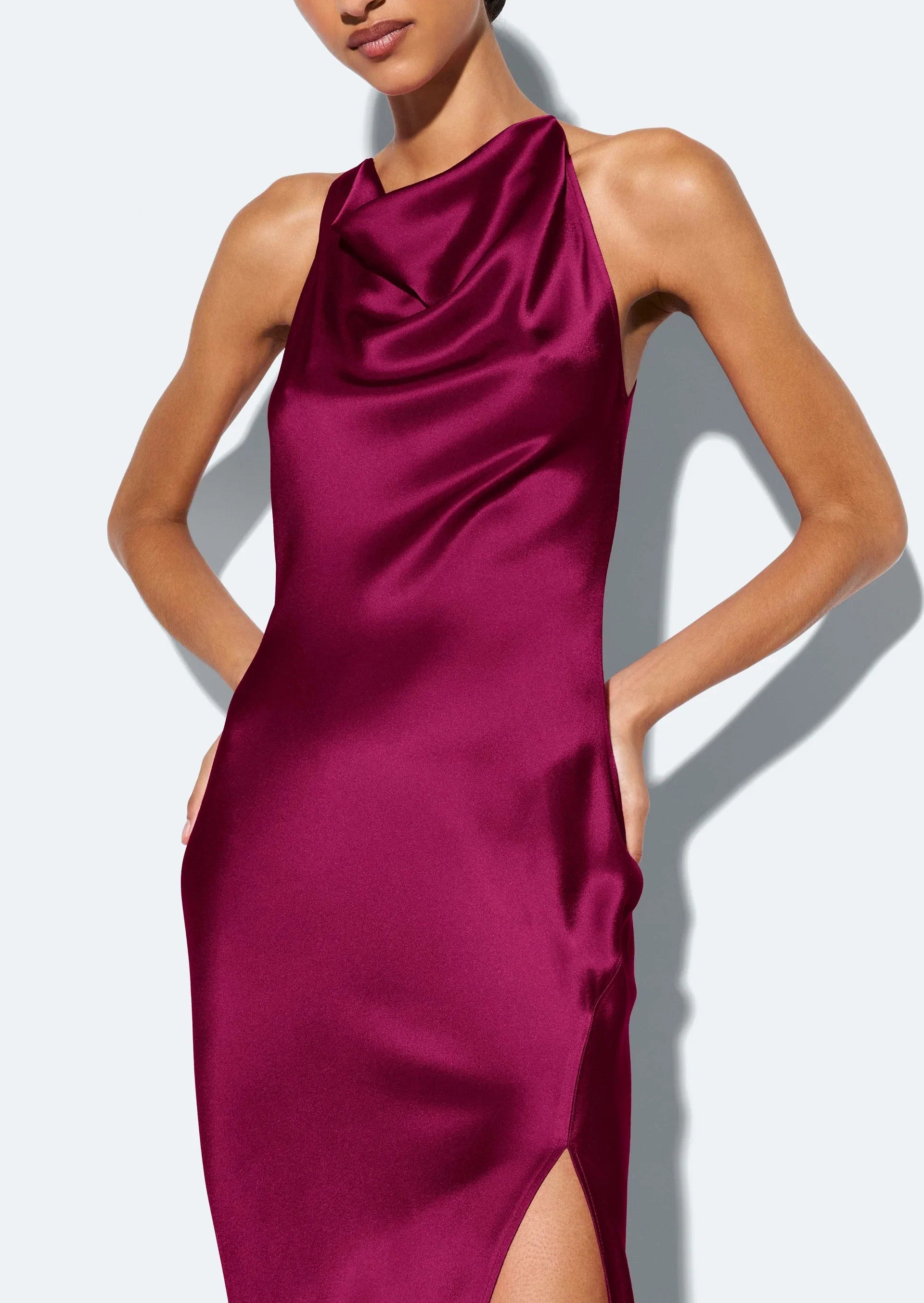 Charming Sheath/Column Cowl Neck Sleeveless Zipper Up Floor-Length Prom Dress