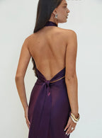 Charming Sheath/Column Halter Neck Sleeveless Backless Floor-Length Prom Dress