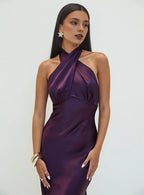 Charming Sheath/Column Halter Neck Sleeveless Backless Floor-Length Prom Dress