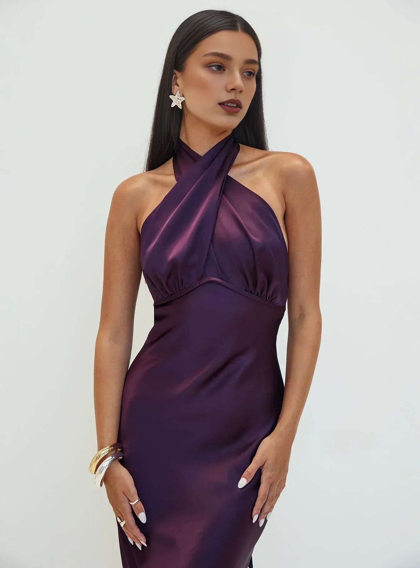Charming Sheath/Column Halter Neck Sleeveless Backless Floor-Length Prom Dress