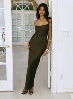 Charming Sheath/Column Spaghetti Straps Sleeveless Crisscross Back Floor-Length Prom Dress