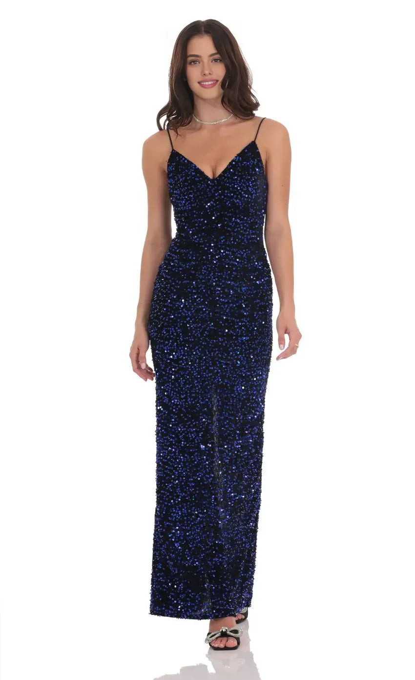 Charming Sheath/Column Spaghetti Straps Sleeveless Up Floor-Length Prom Dress