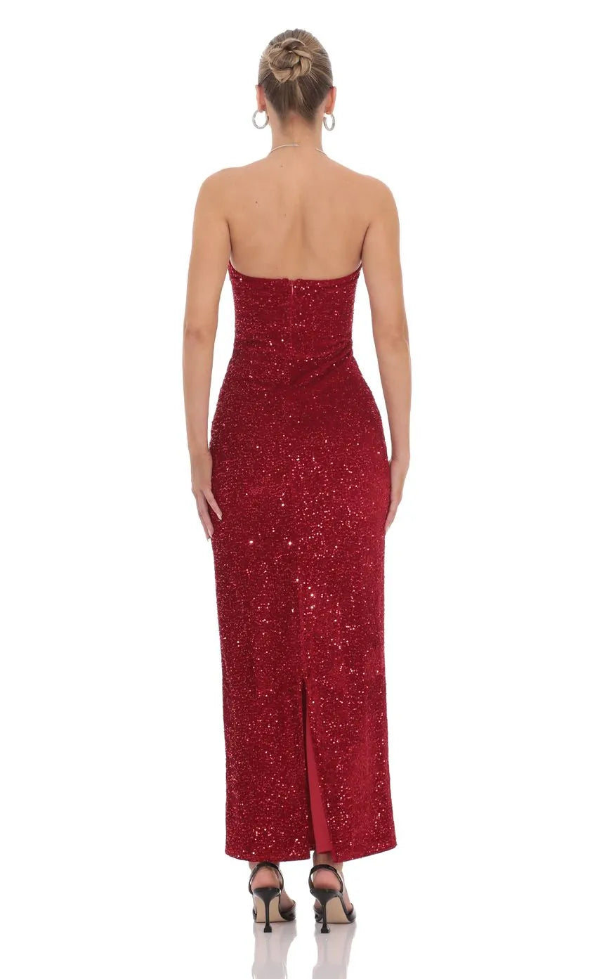 Charming Sheath/Column Strapless Neck Sleeveless Zipper Up Floor-Length Prom Dress
